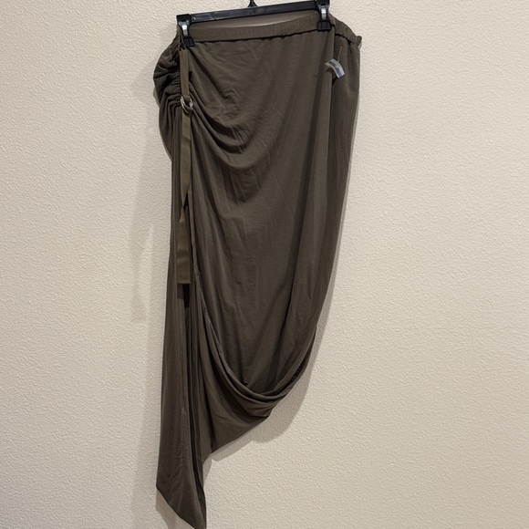 Helmut Lang Olive Wind Jersey Skirt, XL - Picture 6 of 8